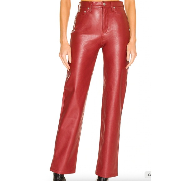 Pistola Faux Leather Pants Size 27 Cassie Super High Rise Straight Leg Trousers - Picture 1 of 12